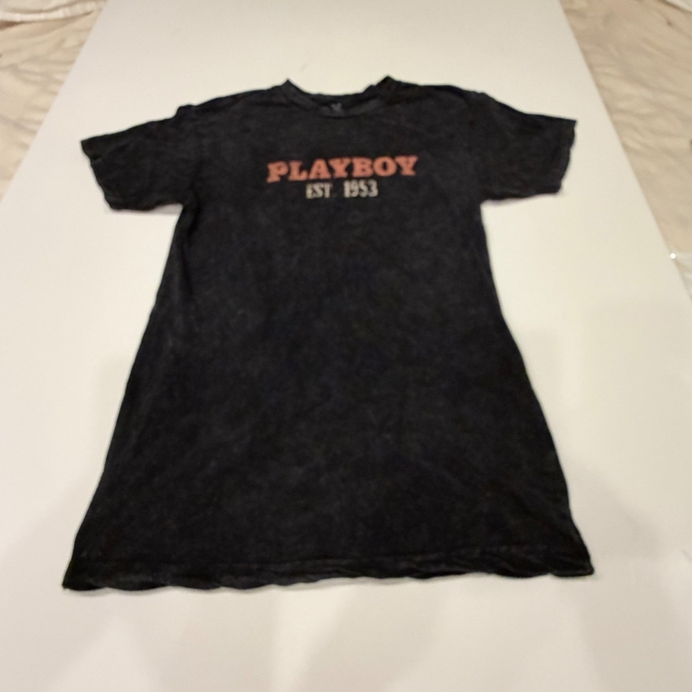 Playboy Est. 1953 Cowboy Boots Graphic Acid Wash T-Shirt Black Size M